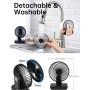 MERTTURM USB Table Fan 4000mAh, Ultra Quiet, 4 Adjustable Speed, Adjustable Direction, Battery Indicator, for Office, Bedroom,