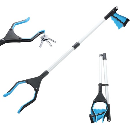 Pinza Recoge Objetos Larga 81cm - Pinzas Recoge Objetos Plegable con Imán y Cabezal Giratorio - Pinza Extensible para Recoger