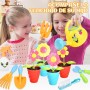 Aragallant 28 Piezas Herramientas Jardineria para Niños, Kit Jardineria Niños con Pala Regadera Rastrillo Macetas, Juguetes