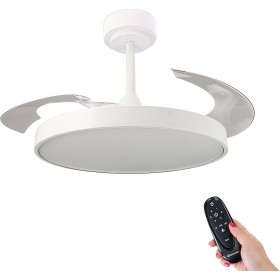 LED Ceiling Fan with Retractable Blades Remote Control, 70W 2448LM Integrated Light, White CCT 3000-4000-6000K (Matte White)