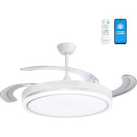 LEDUNI LED Ceiling Fan with Folding Blades Remote Control, 66W 2880LM Integrated Light, White CCT 3000-4000-6000K (Olga White)
