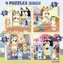 Educa - Set of Four Progressive Puzzles from 12 to 25 Pieces with Bluey Characters | Presented in a magnificent suitcase to be