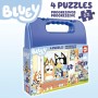Educa - Set of Four Progressive Puzzles from 12 to 25 Pieces with Bluey Characters | Presented in a magnificent suitcase to be