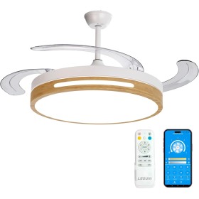 LEDUNI LED Ceiling Fan with Retractable Blades Remote Control, 66W 2880LM Integrated Light, White CCT 3000-4000-6000K (Smooth