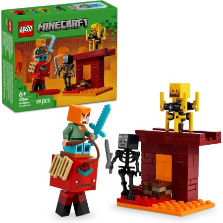 LEGO Minecraft La Batalla de Lava del Inframundo Juguete de Construcción con Figura de Álex con Armas y Espada y Más Personajes,