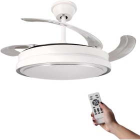 LEDUNI LED Ceiling Fan with Retractable Blades Remote Control, 70W 2448LM Integrated Light, White CCT 3000-4000-6000K (Olga