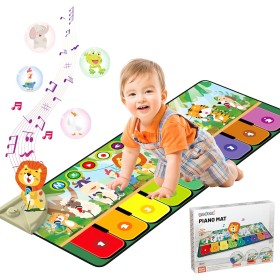 Rodzon Musical Piano Baby Mat with 10 Animals, Children's Toys 1 2 3 Years, Baby Gift, Play Mat Baby 9 Melodies 19 Songs,