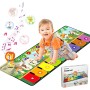 Rodzon Musical Piano Baby Mat with 10 Animals, Children's Toys 1 2 3 Years, Baby Gift, Play Mat Baby 9 Melodies 19 Songs,