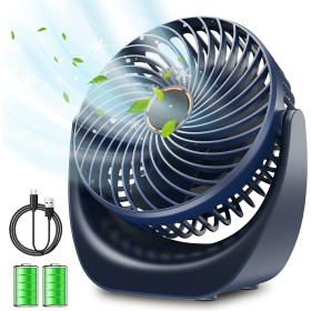 SHAVINGFUN Quiet Table Fan, USB Fan Rechargeable Battery 4000mAh,5 Speeds Small Powerful Ventoinha Desktop for Office/Home