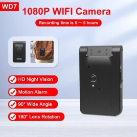 Minicámara HD WD7 con WIFI, videocámara con detección de movimiento, v