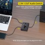 PROZOR Conmutador de Audio Bidireccional de 3,5 mm, Conmutador de Audio 2 (1) IN-1 (2) out con Control de Volumen,Botón de