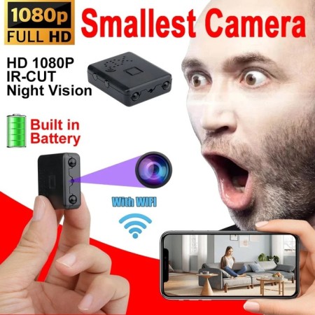 Mini cámara HD de 1080P, cámara Wifi con batería integrada, videocámar