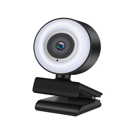 Cámara web 1080P, Mini cámara Full HD con anillo de luz de relleno, mi