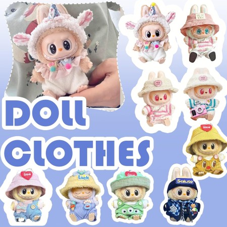 Xiujuers 17cm Plush Clothes for Labubu Doll Clothes 17cm for Labubu Dolls (A)