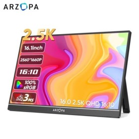 ARZOPA-Monitor portátil 2K de 16 pulgadas, pantalla IPS 16:10 con mini