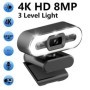 Cámara web portátil Full HD 1080P 2K 4K, PC, portátil, enfoque automát