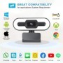 Cámara web portátil Full HD 1080P 2K 4K, PC, portátil, enfoque automát