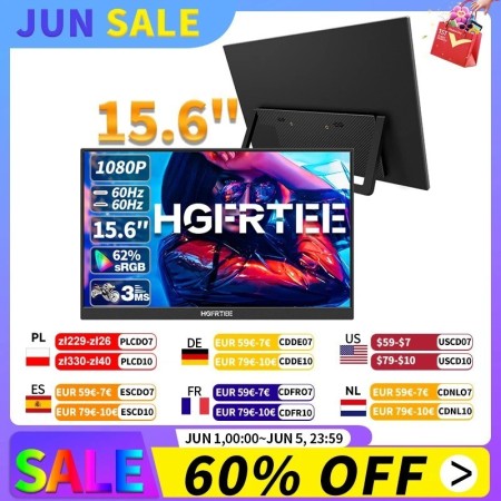HGFRTEE Monitor portátil de 15,6 pulgadas, Panel de FHD-IPS, segunda p