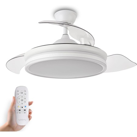 YOEVU ESPARTAN - Ceiling fan with LED light | DC motor | ALEXA compatible | Retractable blades | 3 tones and 6 speeds (ESPARTAN)