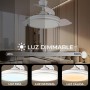 YOEVU ESPARTAN - Ceiling fan with LED light | DC motor | ALEXA compatible | Retractable blades | 3 tones and 6 speeds (ESPARTAN)