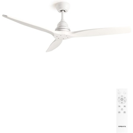 CREATE / WINDWOOD/White ceiling fan with control / 75W, Silent, Ø132 cm, 3 speeds, timer, 2 heights