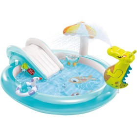 INTEX 57165 Inflatable Kids Swimming Pool with Water Disperser and Crocodile Slide, Children's Play Center