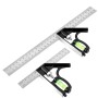 2Pcs Escuadra Carpintero kit, 150 + 300mm Ajustable Escuadras Metalicas Carpintero, Pesado Herramientas Carpinteria Madera, 45 y