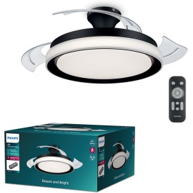 Philips Bliss Ceiling Fan with LED Light 28W, DC Motor (35W), Retractable Blades, Black, 3 Light Temperatures, Remote Included,