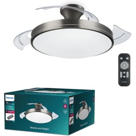 Philips LED Ceiling Light and Retractable Nickel Ceiling Fan with Remote Control