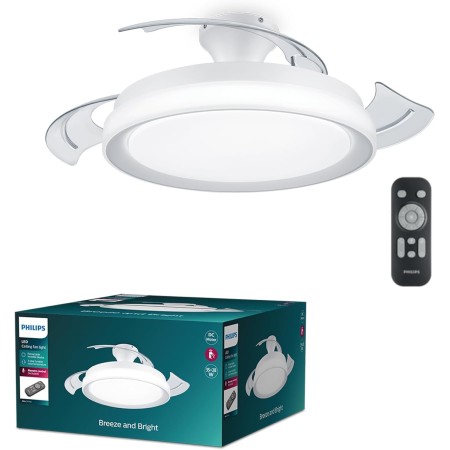 Philips LED Ceiling Light and Retractable Nickel Ceiling Fan with Remote Control
