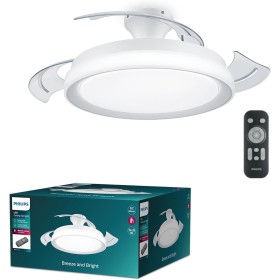 Philips Bliss Ceiling Fan with LED Light 28W, DC Motor (35W), Retractable Blades, White, 3 Light Temperatures, Remote Included,