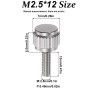 M2,5 x 12, 10 tornillos moleteados de cabeza plana, tornillos de bloqueo para calibradores Vernier