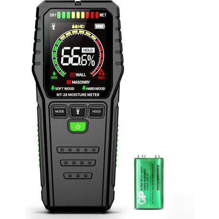 Medidor de Humedad no Destructivo para Pared, Madera y Material de Construcción, con Pantalla LCD y Batería