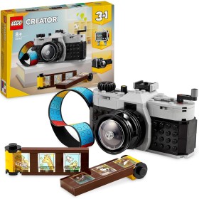 LEGO Creator 3 en 1 Cámara Retro de Juguete Convertible en Videocámara y Televisor, Decoración para Dormitorio y Accesorio de