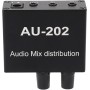 Mini Mezclador de Audio Mezclador de Distribución Estéreo 2 en 2 Salidas con Adaptador de Corriente Ideal para Clubes o Bares