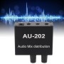 Mini Mezclador de Audio Mezclador de Distribución Estéreo 2 en 2 Salidas con Adaptador de Corriente Ideal para Clubes o Bares