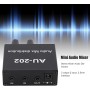 Mini Mezclador de Audio Mezclador de Distribución Estéreo 2 en 2 Salidas con Adaptador de Corriente Ideal para Clubes o Bares