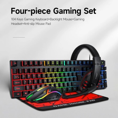 T-WOLF TF800 Combo para juegos de cuatro piezas, teclado de 104 teclas