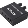 Mini Mezclador de Audio Mezclador de Distribución Estéreo 2 en 2 Salidas con Adaptador de Corriente Ideal para Clubes o Bares