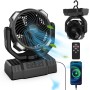 Simpeak Rechargeable Fan, 10000mAh USB Powerful Camping Fan, 4 Speed Automatic Oscillating Fan with LED Light, Remote Control