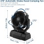 Simpeak Rechargeable Fan, 10000mAh USB Powerful Camping Fan, 4 Speed Automatic Oscillating Fan with LED Light, Remote Control
