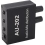Mini Mezclador de Audio Mezclador de Distribución Estéreo 2 en 2 Salidas con Adaptador de Corriente Ideal para Clubes o Bares