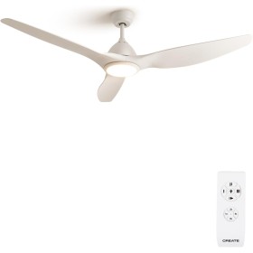 CREATE / WINDSAIL/Ceiling fan with white light with control/XL, copper AC motor, silent, timer from 1h to 4h, 2 heights, 3 light