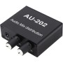 Mini Mezclador de Audio Mezclador de Distribución Estéreo 2 en 2 Salidas con Adaptador de Corriente Ideal para Clubes o Bares