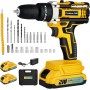 Anveltech Taladro Percutor a Bateria 21V, Taladro Atornillador Batería, Destornillador Electrico 45N.m, Ajuste De Torque 25+3,