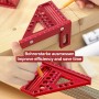 Luziyun Escuadra Carpintero 3D Multiángulo 22.5-90° Aleación de Aluminio, Escuadra Rápida con 11 Tipos de Agujeros para Medir