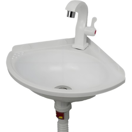 Lavabo Plástico Blanco Sin Taladrar Lavabos De Montaje En Pared, Lavabo Suspendido Con Grifo+Juego De Desagüe,Lavabo De Cuarto