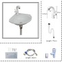 Lavabo Plástico Blanco Sin Taladrar Lavabos De Montaje En Pared, Lavabo Suspendido Con Grifo+Juego De Desagüe,Lavabo De Cuarto