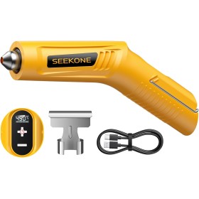 SEEKONE Mini Pistola de Calor Inalambrica, 4 Temperatura (Máx. 450 °C) con Función de Memoria, Pistola de Aire Caliente Batería