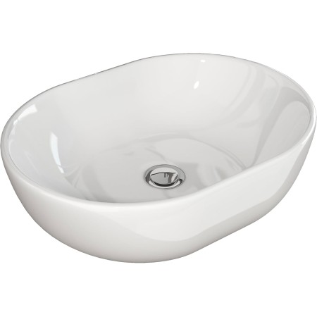 LEMONBATH Lavabo sobre Encimera Ovalado Blanco Brillo - Medidas 48 x 35 x 14 cm - Lavabo para colocar Sobre Encimera de Muebles